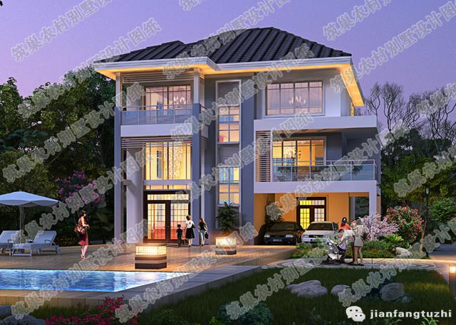 2廳4室二層農(nóng)村自建房，12×9米,造價(jià)22萬，帶走廊+休閑廳+豪華套間