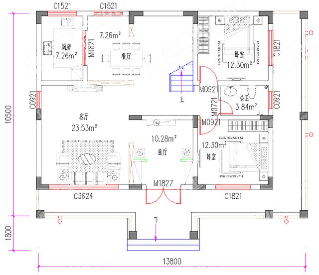 2廳4室二層農(nóng)村自建房，12×9米,造價(jià)22萬，帶走廊+休閑廳+豪華套間