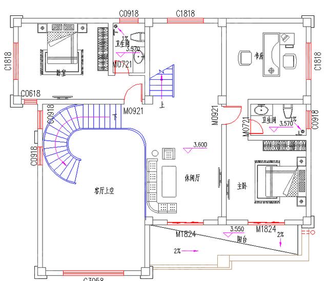 三層別墅設計圖，帶神位挑空客廳娛樂室影音室，精美闊氣，主體40萬！