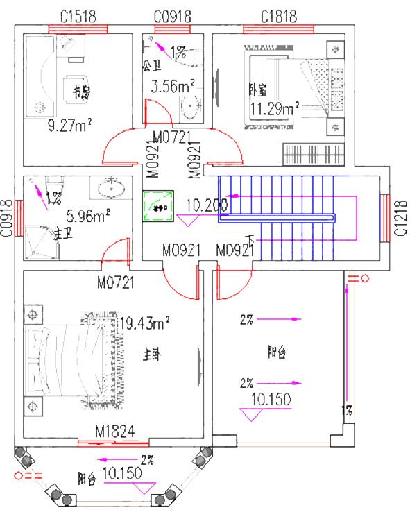 復(fù)式三層別墅設(shè)計圖，占地100㎡，2廳5臥帶棋牌室休閑廳，結(jié)構(gòu)設(shè)計獨特新穎。