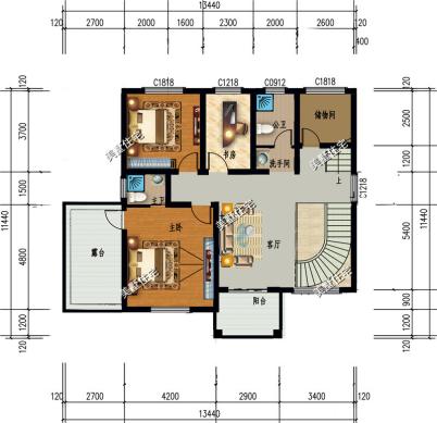 三層農(nóng)村新穎小別墅，13X11米，7室2廳帶書房，住著寧靜又舒心。