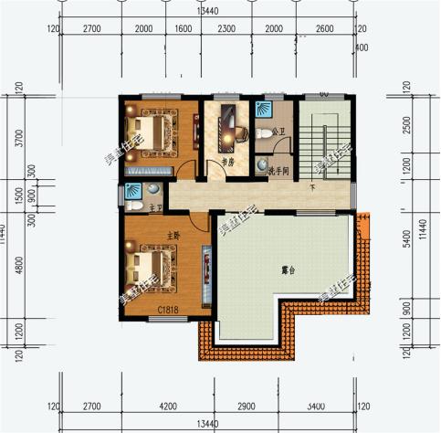 三層農(nóng)村新穎小別墅，13X11米，7室2廳帶書房，住著寧靜又舒心。