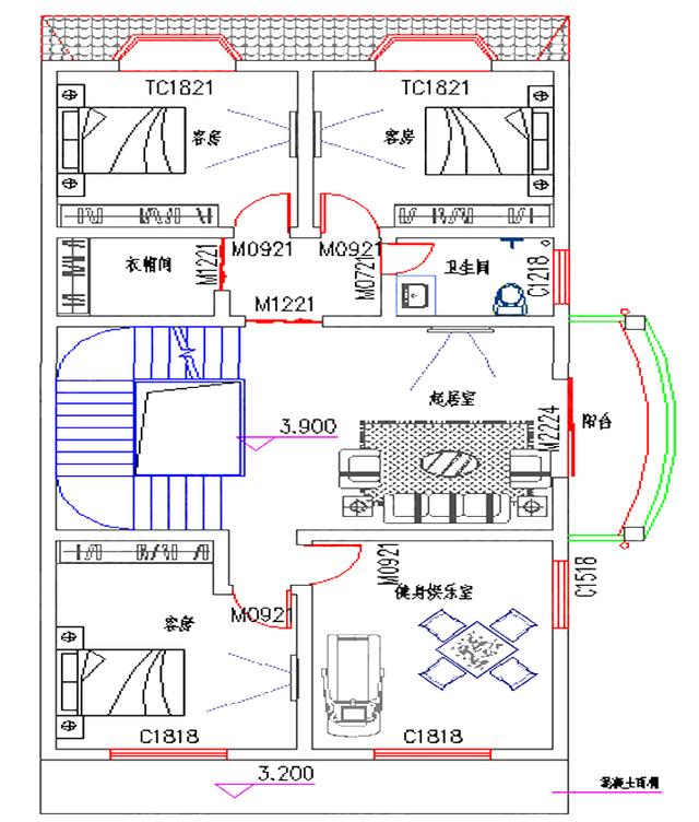 四層別墅設(shè)計(jì)圖，8×16米，帶商鋪健身娛樂(lè)室，簡(jiǎn)約大氣。