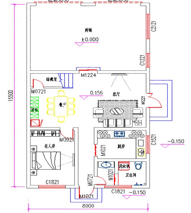 四層別墅設(shè)計(jì)圖，8×16米，帶商鋪健身娛樂(lè)室，簡(jiǎn)約大氣。