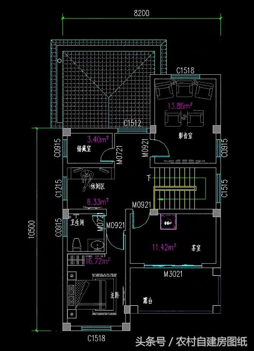 二層半農(nóng)村自建房，8X16米，帶車庫布局好，又舒適實用有面子。