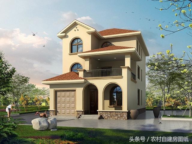 二層半農(nóng)村自建房，8X16米，帶車庫布局好，又舒適實用有面子。