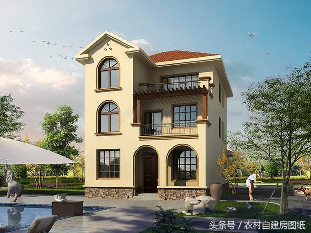 二層半農(nóng)村自建房，8X16米，帶車庫布局好，又舒適實用有面子。