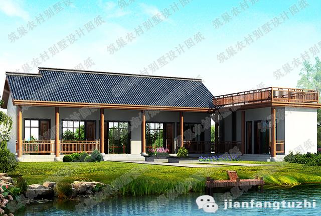 一層中式別墅設計圖，210平方米帶豪華套房，造價20萬。