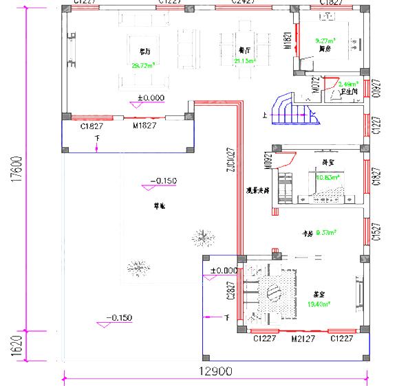 現(xiàn)代L型二層別墅設(shè)計圖，150㎡帶觀景走廊茶室豪華套房，設(shè)計新穎美觀。