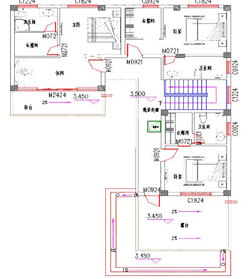 現(xiàn)代L型二層別墅設(shè)計圖，150㎡帶觀景走廊茶室豪華套房，設(shè)計新穎美觀。