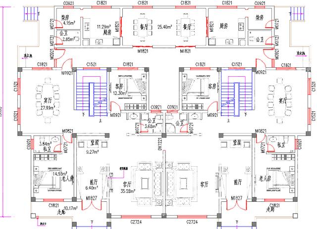 二層雙拼自建房，26×19米，造價110玩，帶地下室+堂屋+柴房+套房。
