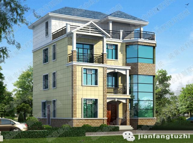 四層農(nóng)村別墅設(shè)計圖，12×13米，4廳10室?guī)艨湛蛷d+老人房+套房。