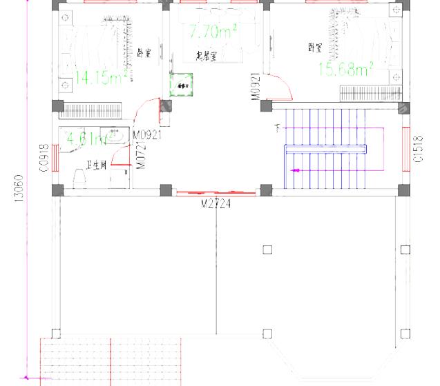 四層農(nóng)村別墅設(shè)計圖，12×13米，4廳10室?guī)艨湛蛷d+老人房+套房。