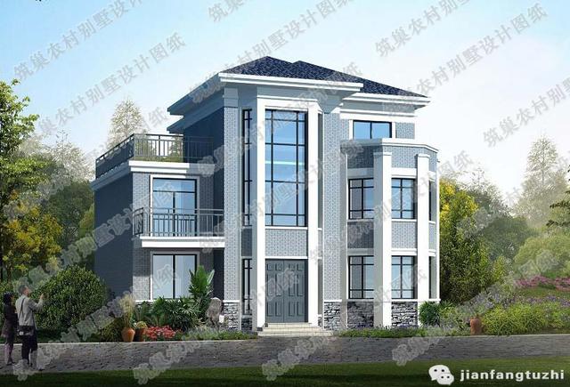 復式三層歐式別墅設計圖，2廳6臥130㎡帶車庫健身房休閑廳，造價30萬。