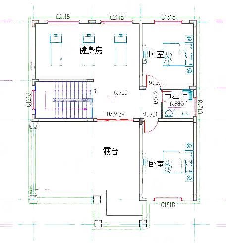 復式三層歐式別墅設計圖，2廳6臥130㎡帶車庫健身房休閑廳，造價30萬。