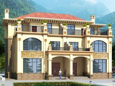 5款農(nóng)村聯(lián)排雙拼兄弟合建房：三層別墅設(shè)計圖，16×12米，造價50萬。