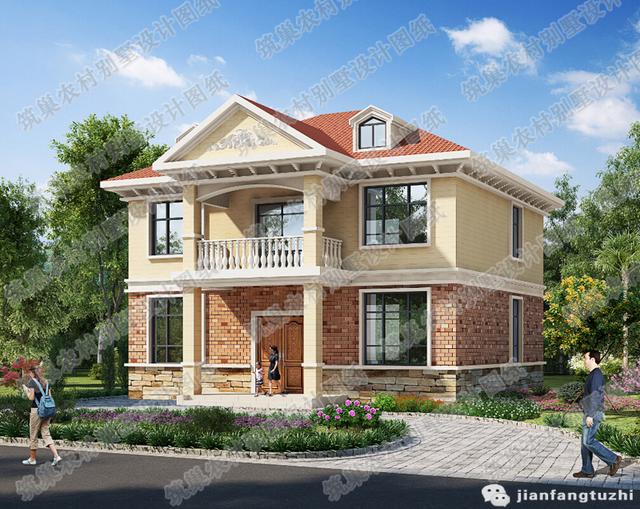 二層中式農村自建房，2廳5臥，21×18帶內院燒火房娛樂室，造價50萬。