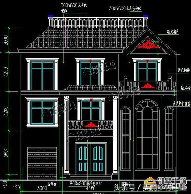 農(nóng)村三層別墅，帶堂屋，12.82X12.4m造價(jià)27萬，外觀經(jīng)典大氣。