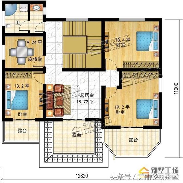 農(nóng)村三層別墅，帶堂屋，12.82X12.4m造價(jià)27萬，外觀經(jīng)典大氣。