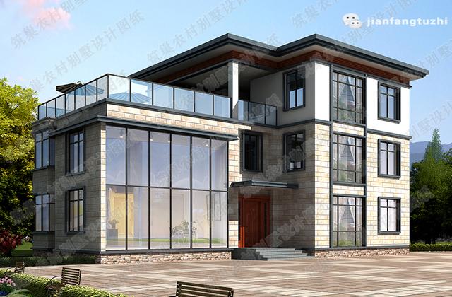 三層別墅設(shè)計(jì)圖，造價(jià)50萬(wàn)，帶電梯+游泳池。