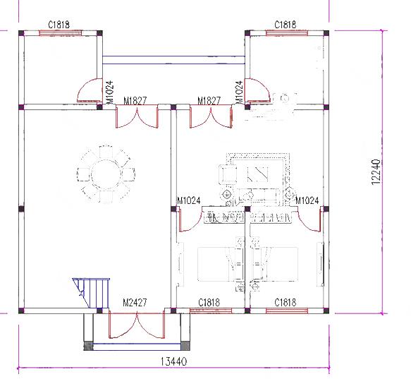 三層帶閣樓層別墅設(shè)計圖，4廳6室，13×12米，造價50萬。