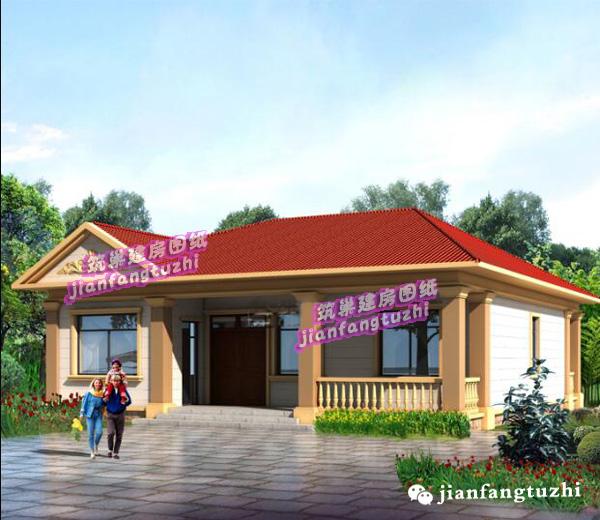 一層農(nóng)村別墅設(shè)計圖，2廳4臥，造價15萬，經(jīng)濟實用。