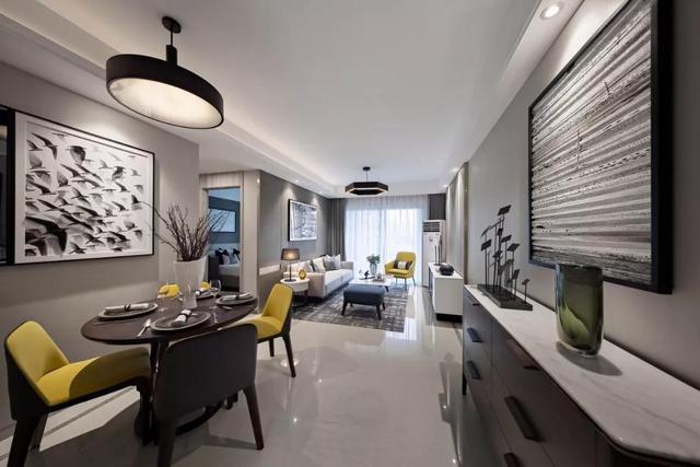 現(xiàn)代簡約風(fēng)小戶型公寓裝修，92㎡，采用抽象化的藝術(shù)，灰度空間的高級(jí)感。