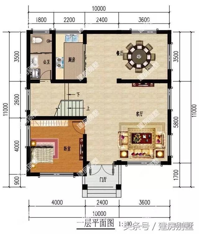 二層別墅設計圖，10×11米，造價不到20萬，建兩棟都不貴。