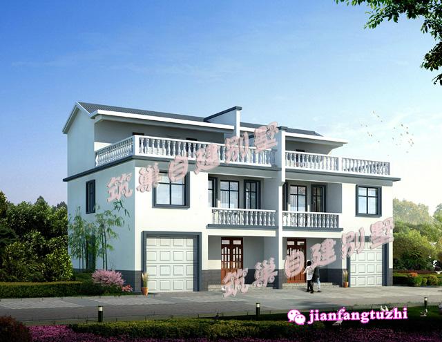 簡約二層農(nóng)村雙拼別墅設(shè)計圖，17*11米，帶老人房，造價40萬