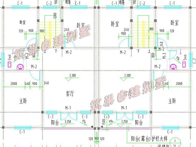 簡約二層農(nóng)村雙拼別墅設(shè)計圖，17*11米，帶老人房，造價40萬