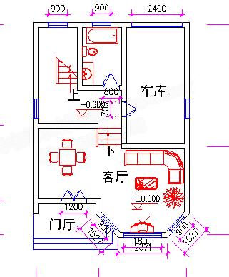 三層小戶型別墅設(shè)計(jì)圖，80平米，3廳5臥帶閣樓層車庫，造價(jià)20萬。