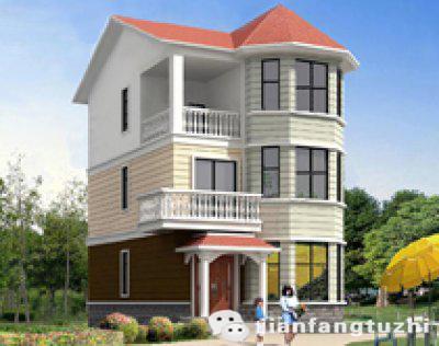 三層小戶型別墅設(shè)計(jì)圖，80平米，3廳5臥帶閣樓層車庫，造價(jià)20萬。