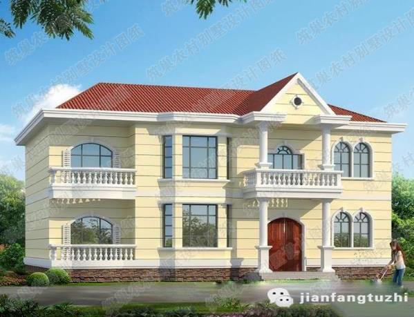 2廳6臥二層自建房，占地200㎡，戶型簡約大方，容易施工，特別適合農(nóng)村建房。