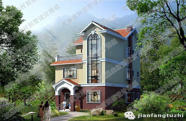 9×12米三層農(nóng)村別墅圖，1廳5臥，造價25萬，帶屋頂花園棋牌活動室，功能布局合理齊全且多樣