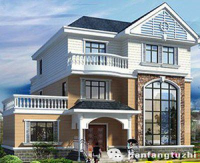 13×14米二層農(nóng)村自建房，1廳5臥，挑空客廳+套房+車庫，美觀大氣。