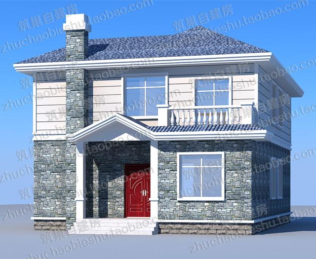 二層別墅設計圖，1廳5臥，造價30萬，挑空客廳+套房。