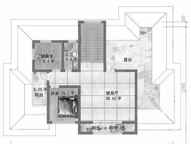 2廳6臥三層別墅設(shè)計圖，帶健身廳+豪華套房，造價35萬。