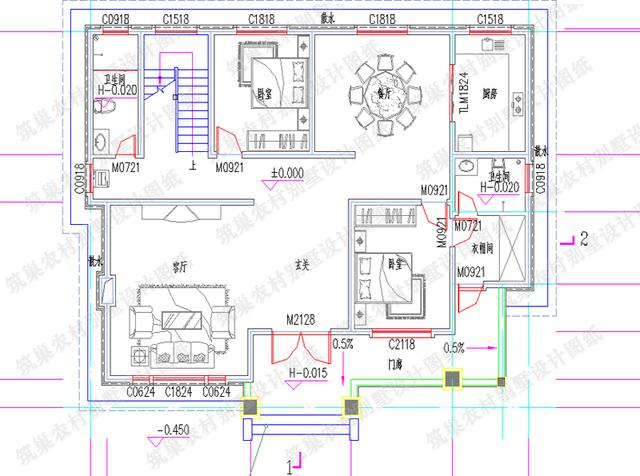 二層農(nóng)村別墅設(shè)計(jì)圖，占地160㎡，造價30萬，1廳5臥帶豪華套房