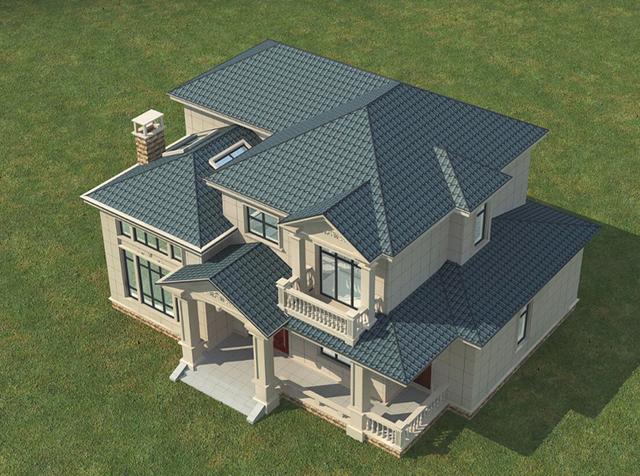 二層農(nóng)村別墅設(shè)計(jì)圖，占地160㎡，造價30萬，1廳5臥帶豪華套房