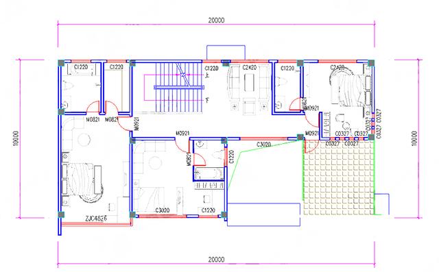 20×10米現(xiàn)代四層別墅設(shè)計(jì)圖，4廳10臥，造價(jià)40萬，紙茶室+挑空客廳+套房