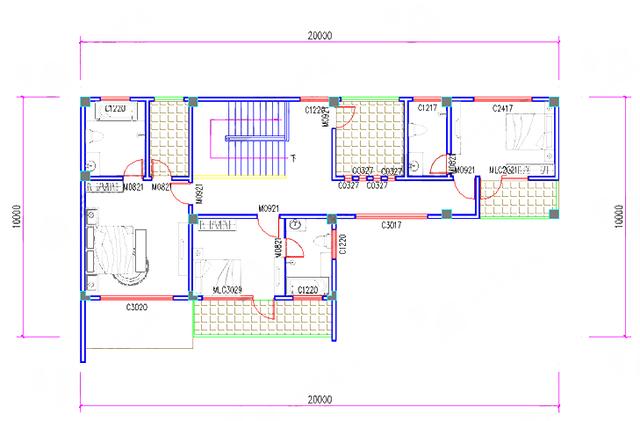 20×10米現(xiàn)代四層別墅設(shè)計(jì)圖，4廳10臥，造價(jià)40萬，紙茶室+挑空客廳+套房