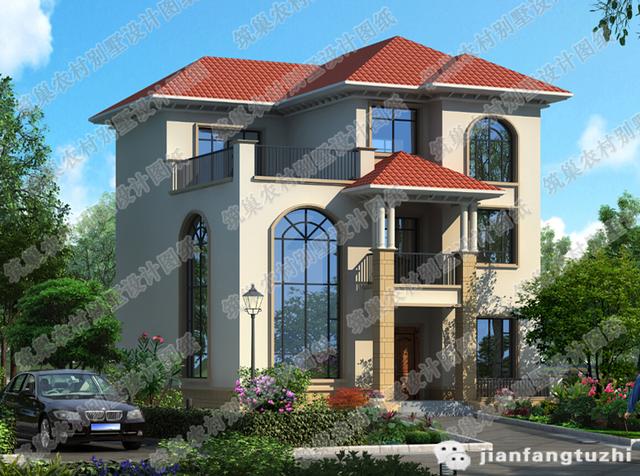 11×11米三層別墅設(shè)計(jì)圖，2廳8臥，造價(jià)40萬(wàn)，挑空客廳+休息廳+套房