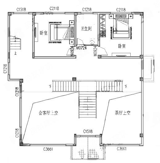 14×14米復(fù)式三層私家別墅設(shè)計(jì)圖，2廳4臥，帶奢華套房+雙落地窗，造價(jià)43萬(wàn)