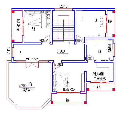 三層獨(dú)棟別墅設(shè)計(jì)圖，2廳8臥，地下車庫(kù)+挑空客廳+豪華主臥，造價(jià)42萬