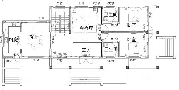 三層西班牙風(fēng)格別墅設(shè)計(jì)圖，3廳9臥帶地下車庫+套房，占地160㎡，造價(jià)60萬