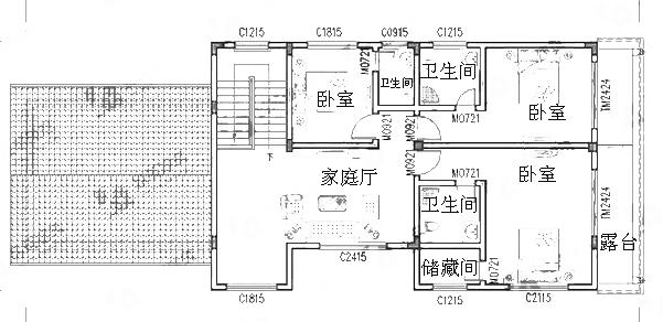 三層西班牙風(fēng)格別墅設(shè)計(jì)圖，3廳9臥帶地下車庫+套房，占地160㎡，造價(jià)60萬