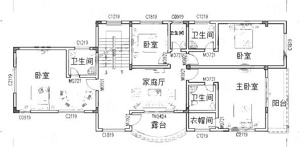 三層西班牙風(fēng)格別墅設(shè)計(jì)圖，3廳9臥帶地下車庫+套房，占地160㎡，造價(jià)60萬