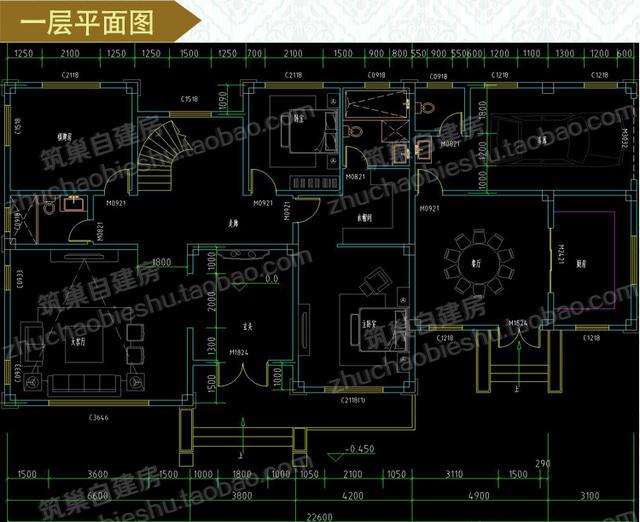 3廳5臥三層別墅設(shè)計(jì)圖，占地150㎡，挑空客廳+車庫+棋牌房+天面花園，造價(jià)50萬