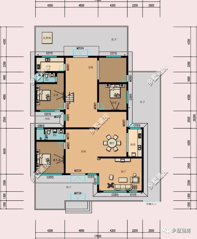 新中式農(nóng)村四合院別墅圖，帶小院和露臺，讓你的房子脫穎而出