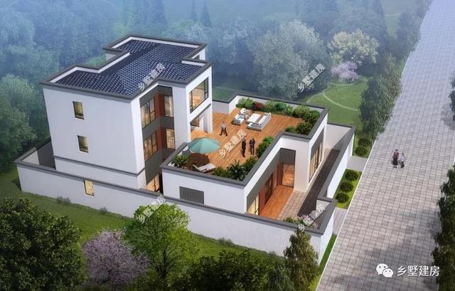 新中式農(nóng)村四合院別墅圖，帶小院和露臺，讓你的房子脫穎而出